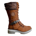 🔥 Hallo WEIHNACHSANGEBOT 🔥  Gestrickte halbhohe Stiefeletten mit Schnalle für Damen