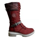 🔥 Hallo WEIHNACHSANGEBOT 🔥  Gestrickte halbhohe Stiefeletten mit Schnalle für Damen